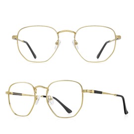 RB.Pilot Classic Square Polygon Reading Glasses for Men Women Light Blocking Computer Readers Spring Hinge Metal Frame