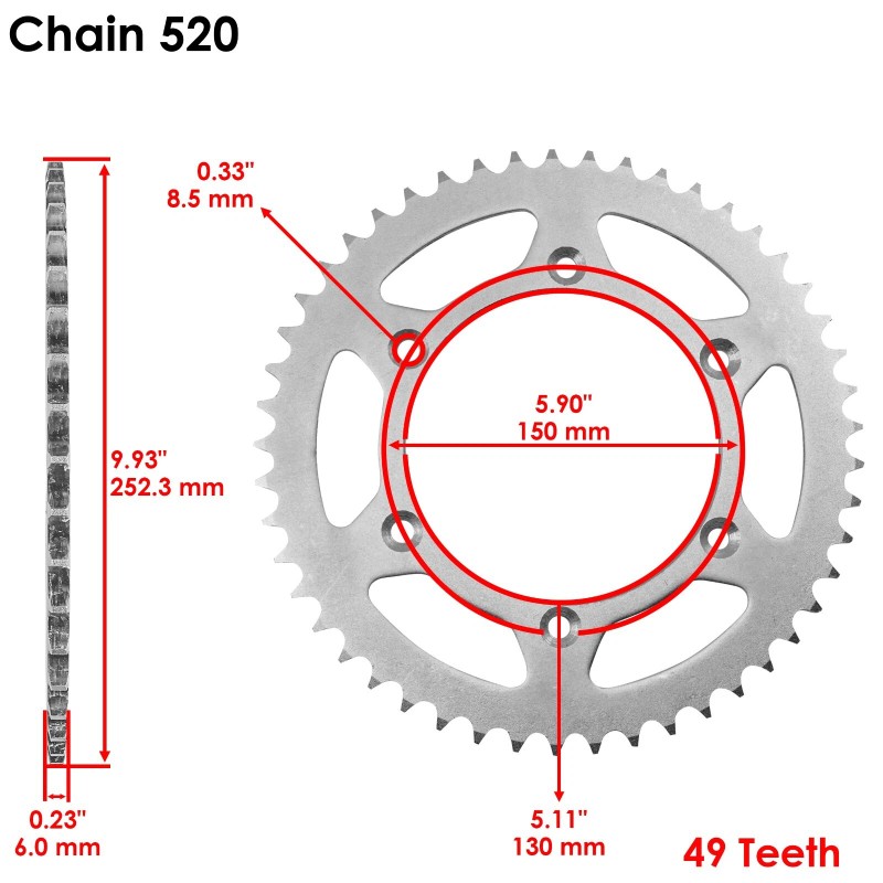 Yamaha Drive Chain & Sprockets Kit for Yamaha TTR230 TT-R230