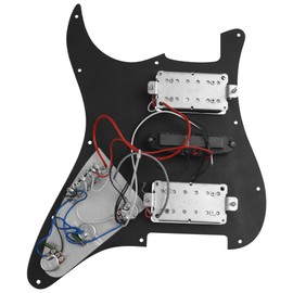 Yootones 3Ply HSH 11 Hole Loaded Prewired Pickguard w/Alnico 5 Humbucker (2) Single-Coil (1) Pickups Compatible with Strat Fender Squier Guitar (Black)