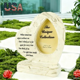 Heart-Shaped Pet Dog Graver Stone with Photo Frame-Compassionate Commemorative Gift for Lost Pets, Indoor/Outdoor DecorColor: Beige, Size: One Size