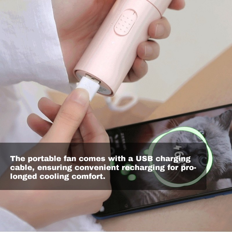 Portable Handheld Fan with 3 Foldable Blade, Rechargeable USB Small