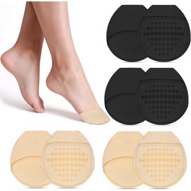 LALAFINA 4 Pares Calcetines Invisibles De Media Punta Para Mujer, Calcetines De Antepié Para Tacones Altos, Almohadillas Antideslizantes De Silicona, Protector De Metatarso Transpirable