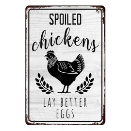 Chicken Coop Sign Chicken Coop Accessories Signs Chicken Coop Gifts Spoiled Chickens Lay Better Eggs Sign Chicken Signs For Coop Funny Outdoor Funny Metal Tin Signs For Home Gate Fence Yard Chicken Wall Decorations 8x12 Inch