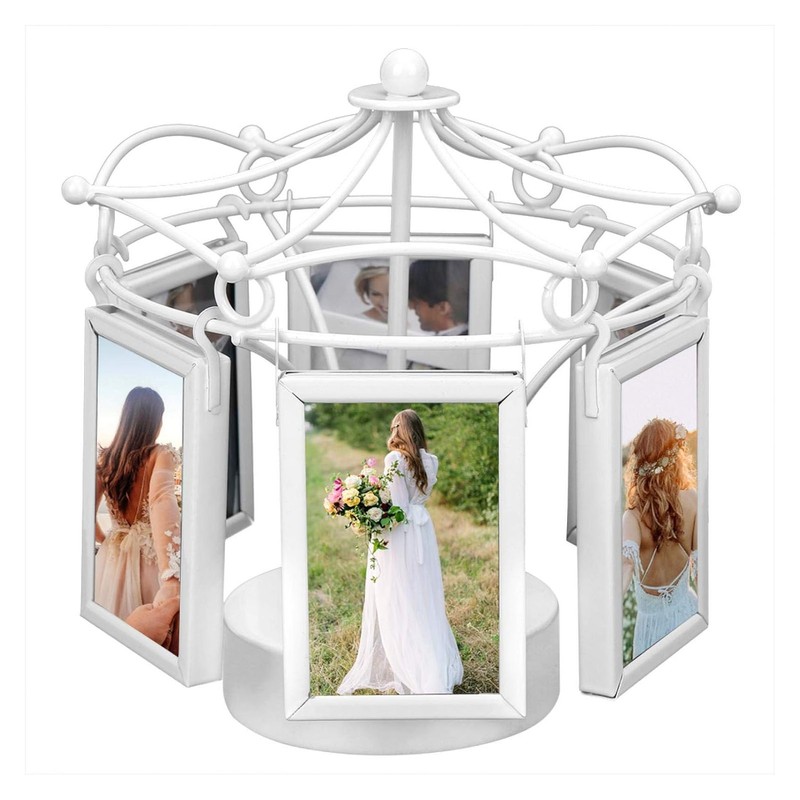 Rotating Photo Display Frame Multifunctional Removable Stable Metal Desktop Photo