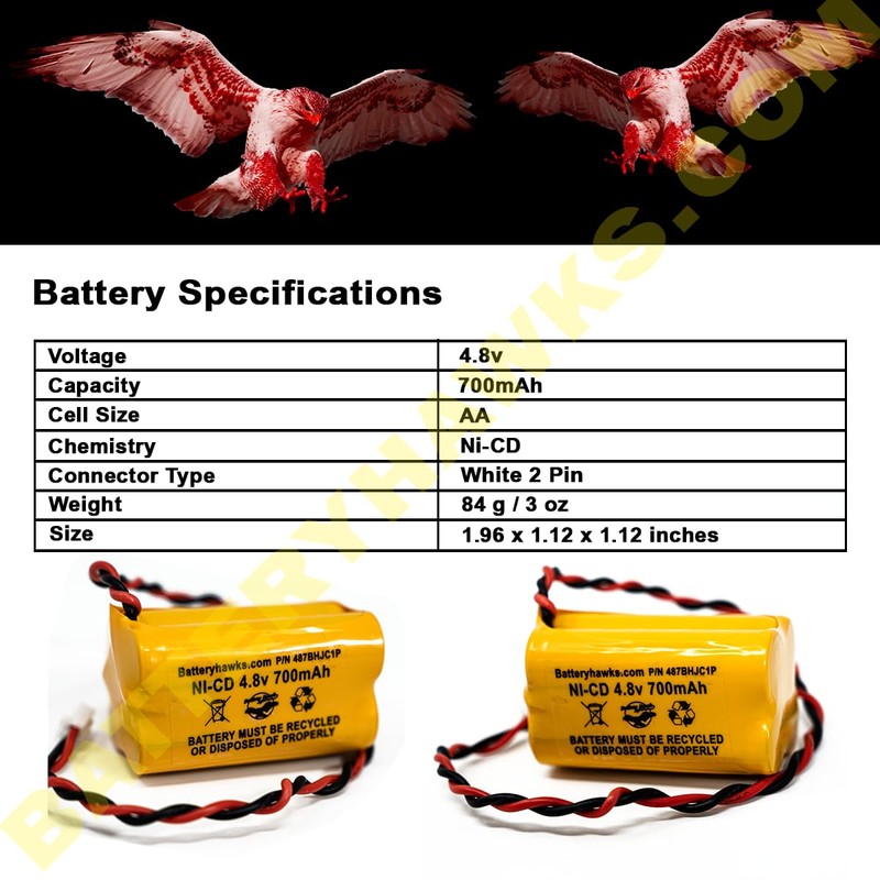 4.8v 700MAH NiCd Battery Exit Sign Emergency Light Nickel Cadmium