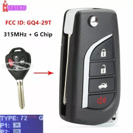 KEYECU Upgraded Folding Remote Key 315MHz for Toyota Corolla 2010-2013 GQ4-29T "G" chip