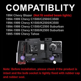 G-PLUS LED DRL Headlights Assembly & Bumper Corner Lamps Fit For 1994-1999 GMC C/K1500 2500 Yukon Suburban/1994-2000 C2500 C3500 K2500 K3500 Headlamps,Smoky lens Black Housing Clear Reflector
