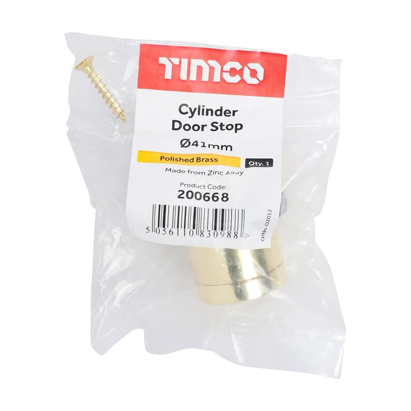 TIMCO Cylinder Door Stop - Polished Brass - Floor Mounted
