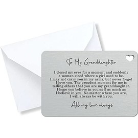 To My Granddaughter Sentimental Poem Silver Metal Wallet Card (With Heart Cut Out)