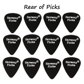 12 Black Chord Guitar Plectrums - Harmony Picks