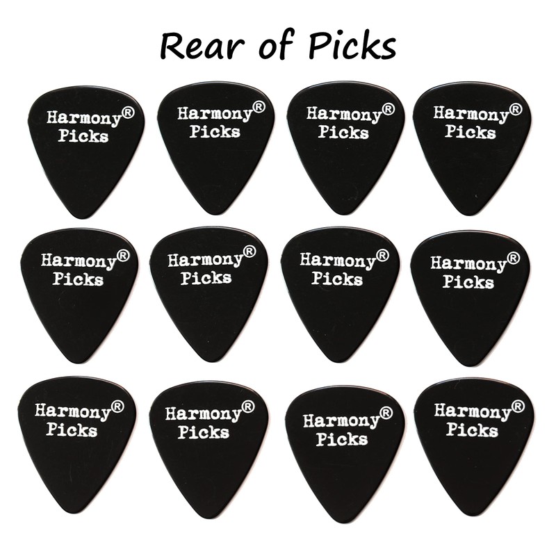 12 Black Chord Guitar Plectrums - Harmony Picks