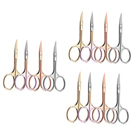 Baluue 3sets Beard Trimming Shears Scissors Stainless Steel Men's Grooming Barber Shop Home Grooming 4pcs*3 Random Color