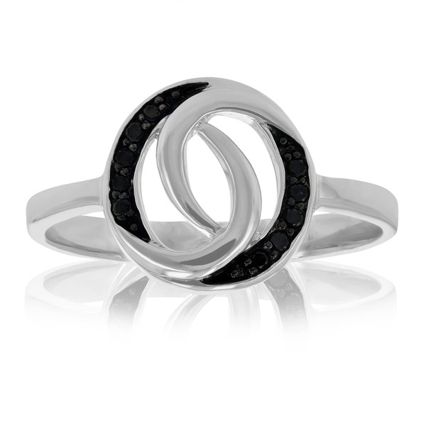 VIR JEWELS 1/10 cttw Black Diamond Ring in .925 Sterling