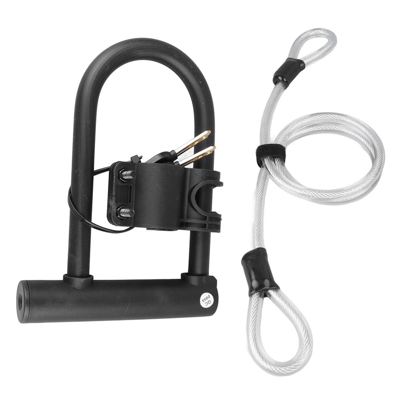Bike U Lock with Steel Cable 2 Key Universal Anti