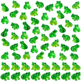 SYWHXY 60 PCS Mini Resin Frogs Green Frogs Figurines Miniature Animals Garden Decor for Model Fairy Garden Miniature Moss Landscape Display, DIY Terrarium Crafts, Home Decor, Hiding Game