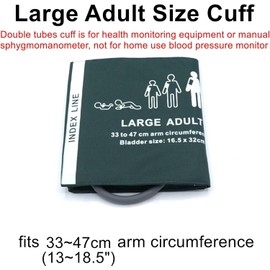 Universal NIBP Cuff for LargeAdult, 33-47 cm Double Tube Reusable Nylon Replacement Blood Pressure Cuff, No Connector