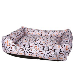 Deluxe Dog Print Lounger Bed Firm Stuffed Extremely Comfortable Nesting Cuddler Sofa Chair Style
