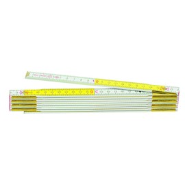 Metrica 23160 Holzgliedermassstab 2 m, rote Dezimalen, weiß/gelb