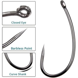200PCS Carp Fishing Hooks Curve Shank Barbed and Barbless Carp Hook for Hair Rigs Carp Fishing Tackle Accessories Size 2#,4#,6#,8#,10# (No Barbed Hook, 8#-200pcs)