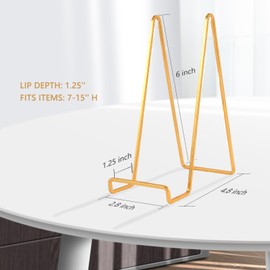 4 Pack 6 Inch Gold Picture Stands for Display Square Table Easel Display Stand Frame Stand for Albums, Decorative Plate, Tabletop Poster and Artistic Work