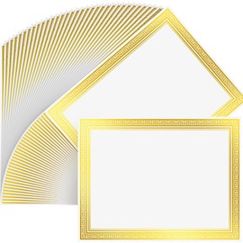 Affrolling 100 Pcs Certificate Diploma Paper 8.5 x 11 Inch Blank Cardstock for Graduation Certificate Paper for Printing Award Certificates Professional Certificate Paper (Gold Hot Stamping White)