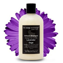 The Soap Exchange Hair Shampoo - Lavender Sage Scent - Hand Crafted 12 fl oz / 354 ml Natural Artisan Hair Care, Gentle, Sulfate & Paraben Free, Cleanse, Moisturize, & Protect. Made in the USA.