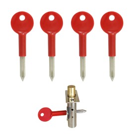 4 Pcs Security Rack Bolt Keys, 31mm Universal Internal Door Security Bolt Star Keys for Doors and Windows Locks Replacement Zinc Alloy Metal Short Spare Key with Red Plastic Handle Easy to Use