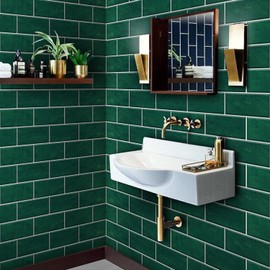 Neukids 27pcs Green Matt Tile Stickers, Peel and Stick Kitchen Splashback, Tile Transfers Sticker for Home Decor, Tile Decals for Living Room Kitchen Bathroom Laundry RV Backsplash