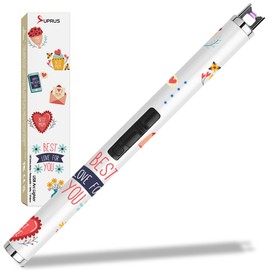 SUPRUS Arc USB Type C Electric Lighter with LED Battery Display, Safety Switch, Rechargeable, Flameless, Plasma, Windproof, Portable for Mother's Day (White)