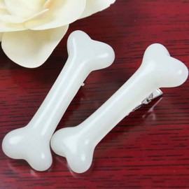 2Pcs White Dog Bone Hair Clips Hairpins Barrette,Punk Personality Women Lovely Hair Band Decoration Design Headwear Hair Clips, Hair Accessories