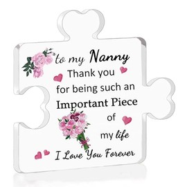 Acrylic Puzzle Plaque Nanny Mother's Gifts Granny Birthday Gift Women Desk Sign Decoration Grams Christmas Thanksgiving Present Nan Thank You for Being Such An Important Piece of My Life