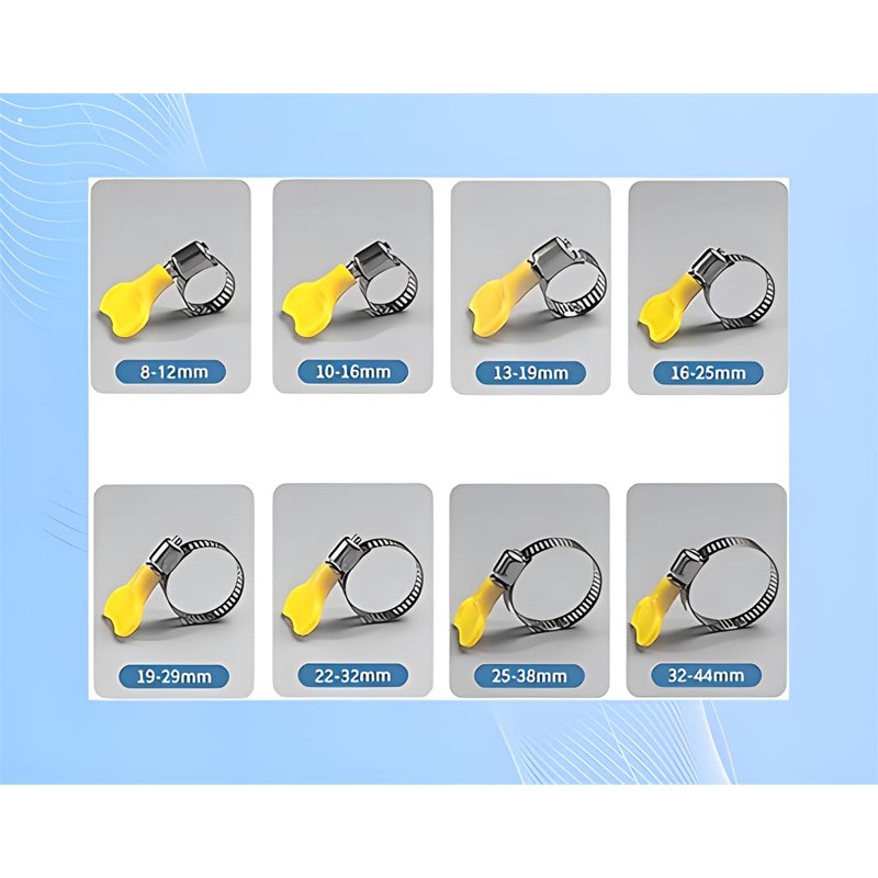 8 Sizes Adjustable Hose Clips Stainless Steel Hose Clamps Clip
