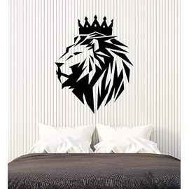 Viny Wall Decal Abstract Polyhedron African Lion King Crown Animal Cat Stickers Large Decor (3064ig) Black