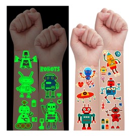 Leesgel 30 Sheets Robot Tattoo Children Boys Luminous Robot Temporary Tattoos Stickers Children's Tattoo Stickers Children's Tattoos Robot Children's Birthday Party Favours Robot Decoration Robot Toy