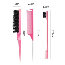 CHUANGOU Pack of 4 Hair Styling Brush, Hair Brush for Natural Hair, Wavy, Curly Hair, Detangler, Easy Improvement of Hair Texture (Black)