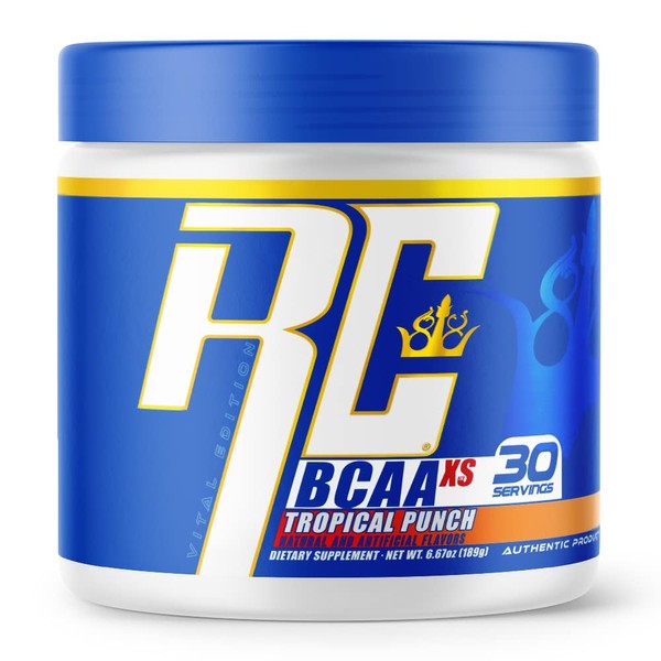 Ronnie Coleman's BCAA XS Powder with EAAs, Branched Chain Amino Acids Post Workout Muscle Recovery, Sugar Free Hydration Drink for Women and Men, Tropical Punch, 30 Servings