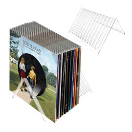 AZKEEGREY Pack of 2 triangular record stands, acrylic, transparent magazine stand, 12 slots magazine rack for vinyl magazine