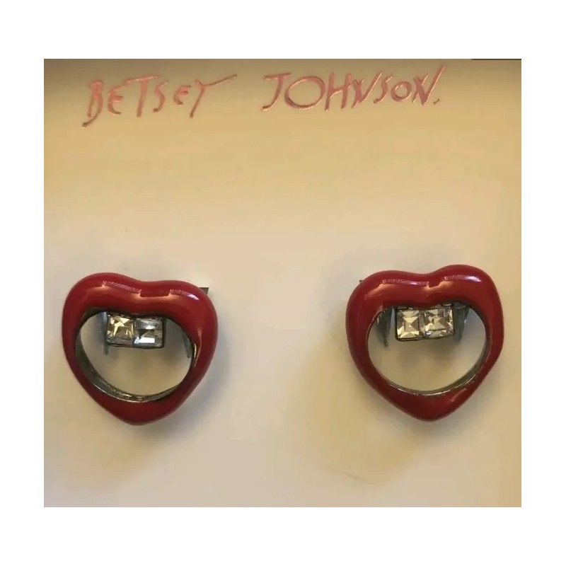 Betsey Johnson Glampire Vampire Lips Red Stud Earrings