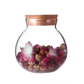 500 Ml (17 Fl Oz) Round Clear Glass Favor Jar Food Storage Container with Cork Lid Perfect for Cookie Candy Spice Tea Cereal Storage