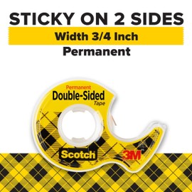 Scotch Double Sided Tape, 3/4 in x 400 in, 1 Dispenser/Pack (667)