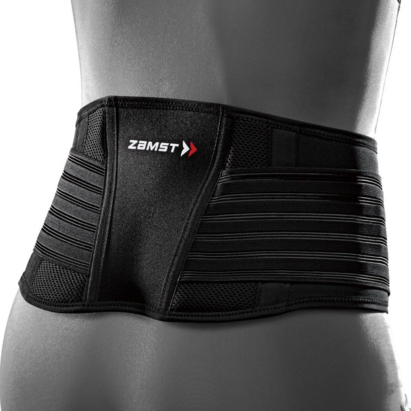 Zamst ZW-5 Sports Back Brace With Integrated Auxiliary Belt-for Golf, Tennis, Baseball, Basketball, Volleyball, Ice Hockey, Pickleball-Black, Large