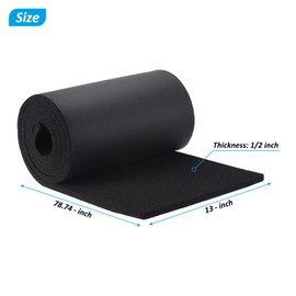 PATIKIL Closed Cell Neoprene Sponge Foam Sheet Roll, Easy Cut Weather Seal Rubber Insulation Soundproof Padding Non Adhesive for DIY, 1/2" T x 13" W x 78"L