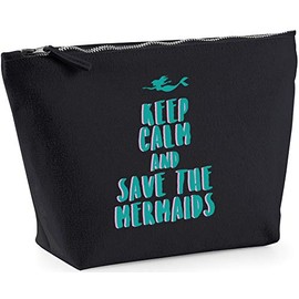 Hippowarehouse Keep calm and save the mermaids printed make up cosmetic wash bag 18x19x9cm