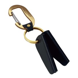Cliff Men's Key Case, Key Cover, Quiet, Keychain, Carabiner, Made in Japan, Leather, Brass, Black