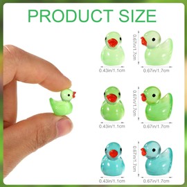 120pcs St Patrick's Day Mini Resin Ducks, 3 Color Miniature Tiny Small Glow in The Dark Ducks Figurines for St Patricks Day Decorations and Favors(Green, Fluorescent Green, Lake Blue)