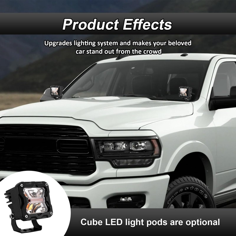ROMELACK Ditch Hood Mount Bolt Brackets Upper LED Light Pods