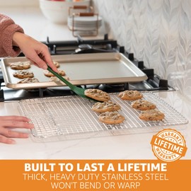 PriorityChef 18/8 Stainless Steel Cooling Rack, Heavy Duty Baking Rack For Oven Cooking, Fits Half Sheet Pan, Wire Rack For Cooking, 11.5" x 16.5" - 2 Pack