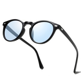 K.LAVER anteojos de sol polarizadas fotocromáticas para hombres y mujeres, protección UV, anteojos redondas transparentes de conducción antirreflejos, Azul, Talla unica