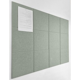 DECORITA Sage Green Cork Board Alternative | Large Pin Board Notice Board | Felt Bulletin Board for Office, Home & Classroom | Sage Green Office School Supplies | Felt Wall Tiles (12-Pack)
