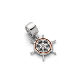 DUR F261 Women's Single Steering Wheel Charm 925 Sterling Silver with Amber and Cubic Zirconia, Colour: Multicoloured, Dimensions: 1.5 x 1.5 cm, Sterling Silver Cubic Zirconia, Cubic Zirconia